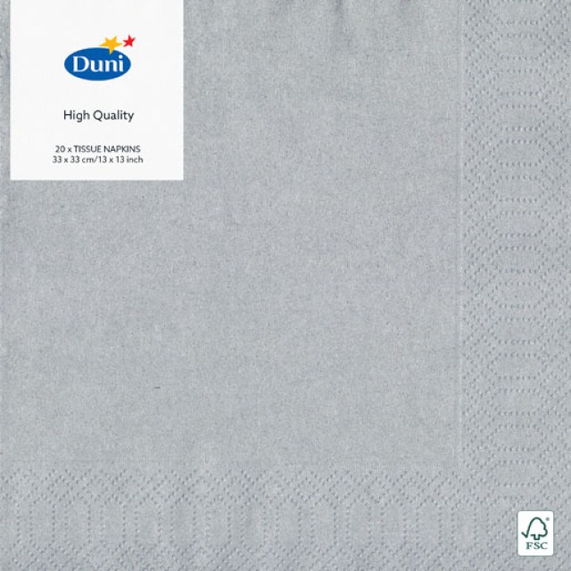 DUNI Servítka 3vrstvové 33 × 33 cm strieborná [20 ks]_2