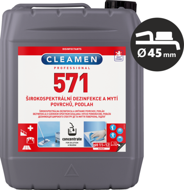 CLEAMEN 571 concentrate širokospektrálna dezinfekcia a umývanie povrchov, podláh 5 l_1