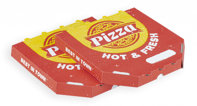 Krabica na pizzu z vlnitej lepenky 26 x 26 x 3 cm [100 ks] potlač červ._1