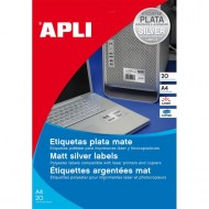 Etikety polyesterové 63,5x29,6mm APLI A4 20 hárkov strieborné_1