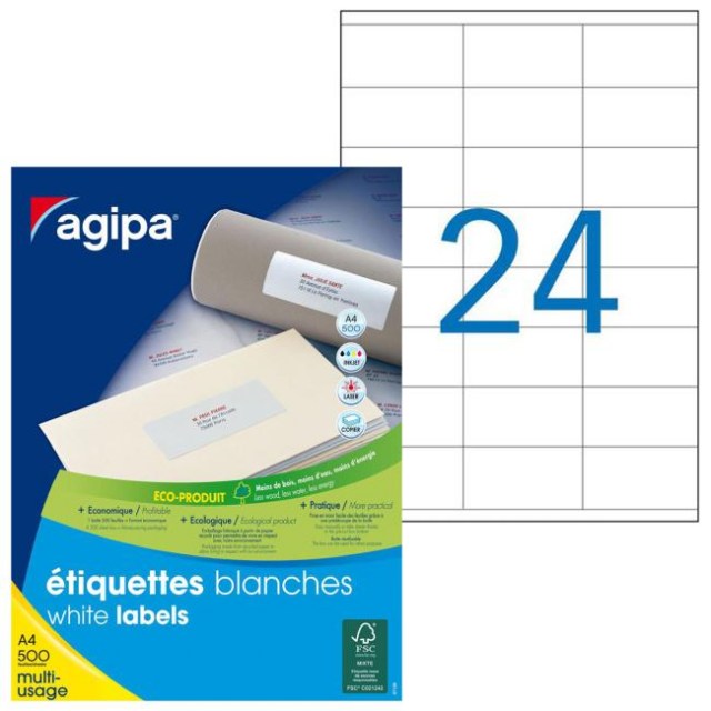 Etikety univerzálne 70x35mm Agipa A4 500 hárkov_1