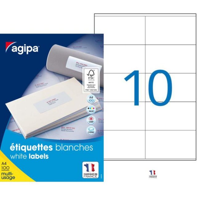 Etikety univerzálne 105x57mm Agipa A4 100 hárkov_1