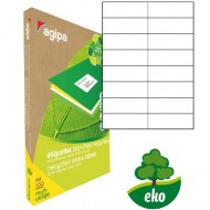 Etikety univerzálne recyklované 105x37mm Agipa A4 100 hárkov_1