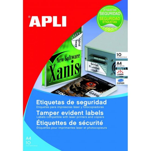 Etikety bezpečnostné 45,7x21,2mm APLI A4 10 hárkov_1