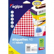 Etikety kruhové 8mm Agipa A5 červené_1