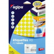 Etikety kruhové 15mm Agipa A5 žlté_1