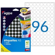 Etikety kruhové 15mm Agipa A5 čierne_1