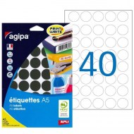 Etikety kruhové 24mm Agipa A5 čierne_1