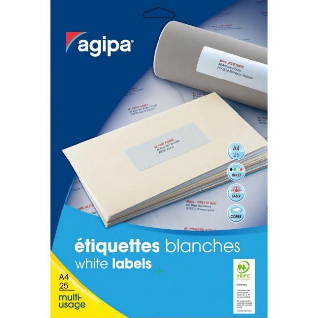 Etikety univerzálne na zakladače 190x38mm Agipa A4 20 hárkov_1