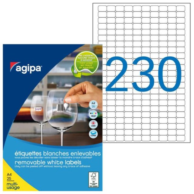 Etikety univerzálne odnímateľné 18x12mm Agipa A4 25 hárkov_1