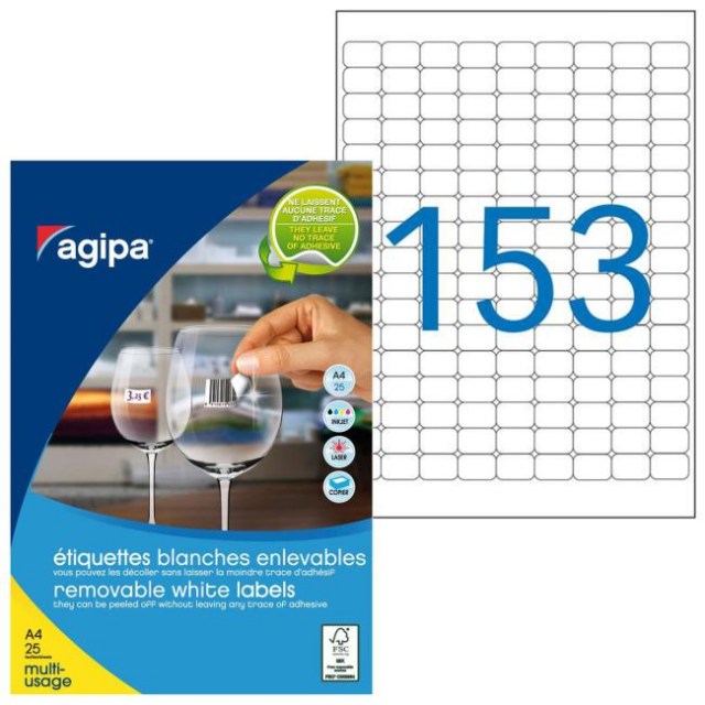 Etikety univerzálne odnímateľné 22x16mm Agipa A4 25 hárkov_1