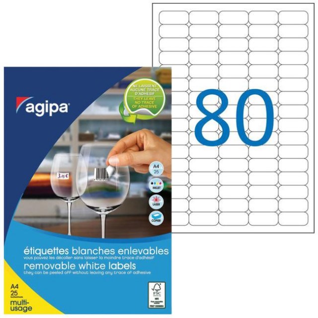 Etikety univerzálne odnímateľné 35,6x16,9mm Agipa A4 25 hárkov_1