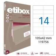 Etikety univerzálne 105x42,4mm Etibox A4 100 hárkov