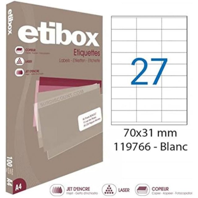 Etikety univerzálne 70x31mm Etibox A4 100 hárkov_1