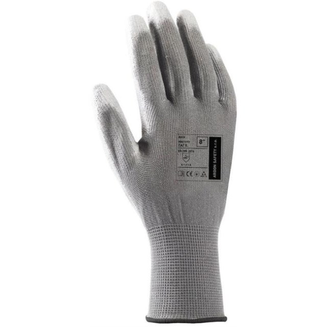 Rukavice polyester, polomáčané BUCK, sivé veľ. 8/M_1