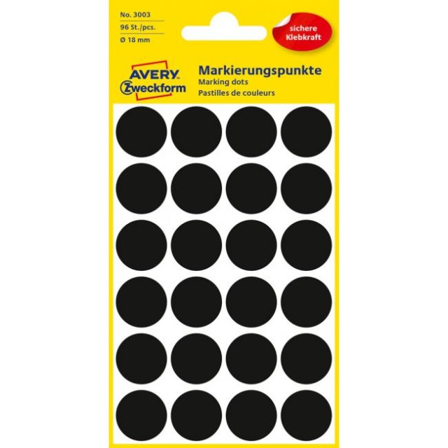 Etikety kruhové 18mm Avery čierne_1
