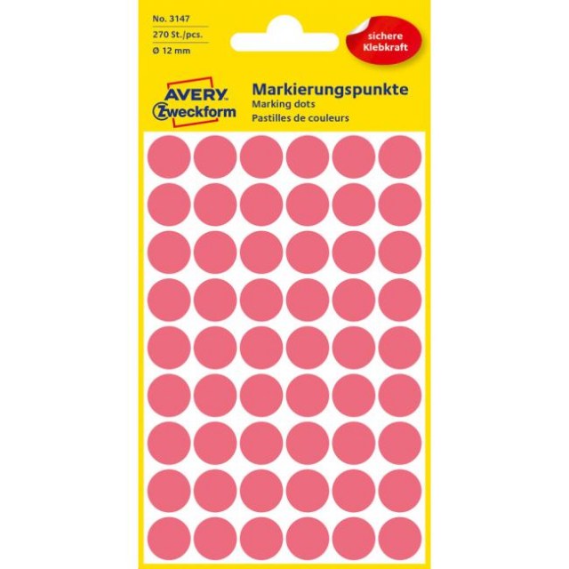 Etikety kruhové 12mm Avery neónovo červené_1
