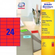 Etikety farebné 70x37mm Avery A4 100 hárkov červené_1