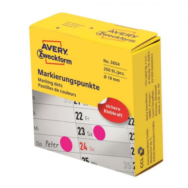 Etikety kruhové 19mm Avery purpurové v dispenzore_1