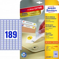 Etikety univerzálne odnímateľné 25,4x10mm Avery A4 25+5 hárkov_1