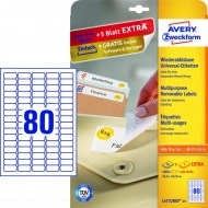 Etikety univerzálne odnímateľné 35,6x16,9mm Avery A4 25+5 hárkov_1