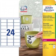 Etikety polyesterové 63,5x33,9mm Avery A4 biele odnímateľné 20 hárkov_1