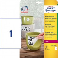 Etikety polyesterové 210x297mm Avery A4 biele odnímateľné 20 hárkov_1