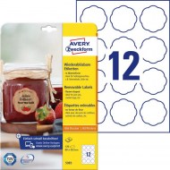 Etikety v tvare kvetu 60x59,5mm Avery 10 hárkov biele_1