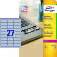 Etikety polyesterové 63,5x29,6mm Avery A4 strieborné 20 hárkov_1