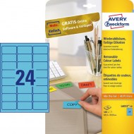 Etikety Avery odnímateľné 63,5x33,9 mm, modré_1