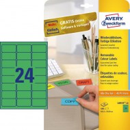 Etikety Avery odnímateľné 63,5x33,9 mm, zelené_1