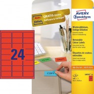 Etikety Avery odnímateľné 63,5x33,9 mm, červené_1
