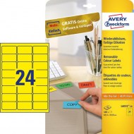 Etikety Avery odnímateľné 63,5x33,9 mm, žlté_1
