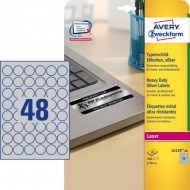 Etikety polyesterové kruhové priemer 30mm Avery A4 strieborné 20 hárkov_1