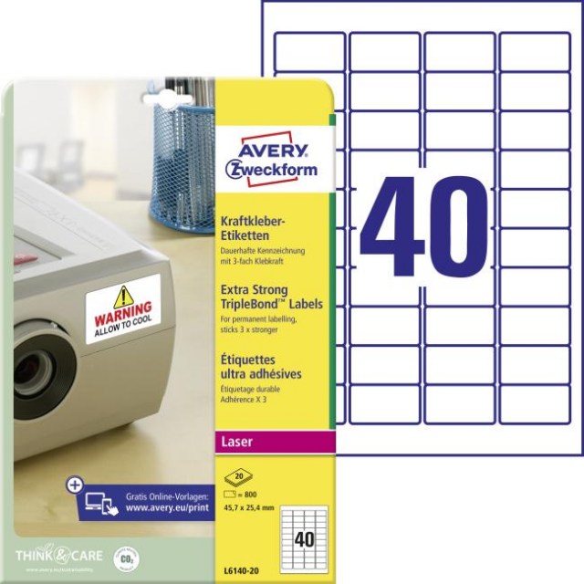Etikety odolné na špeciálne použitie s trojnásobnou lepivosťou Avery 63,5x33,9mm biele_1