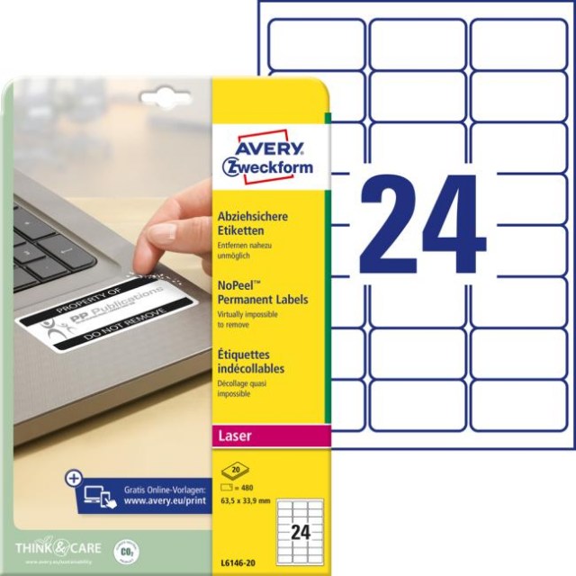Etikety odolné na špeciálne použitiei Avery okamžite viditeľná manipulácia 63,5x33,9mm b_1