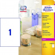 Etikety polyesterové 210x297mm Avery A4 25 hárkov priehľadné_1