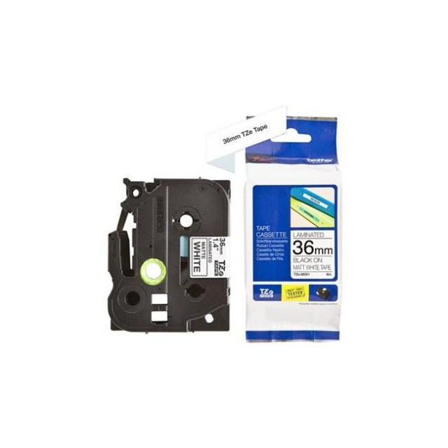 Popisovacia páska Brother TZEM261 36 mm matná biela/ čierne písmo_1