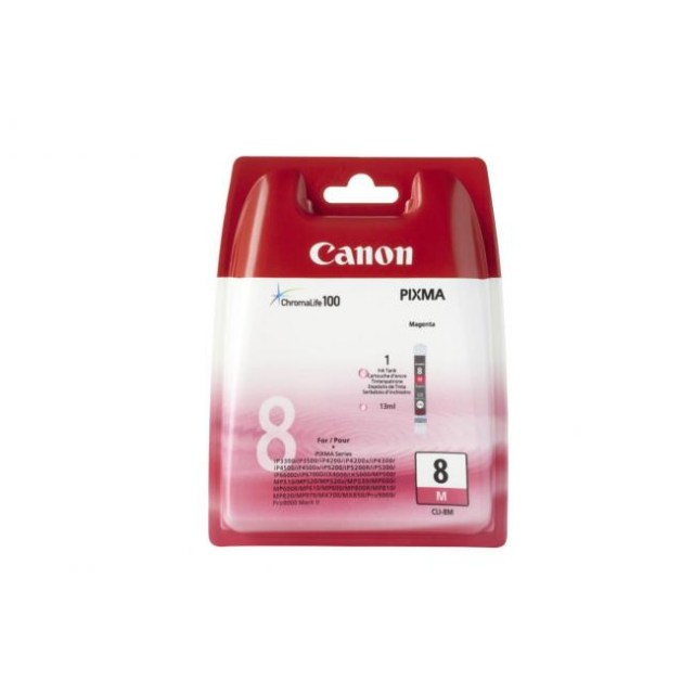 Atramentová náplň Canon CLI-8M pre Pixma iP4200/5300/ MP500/530/600/610/800 magenta (400 s