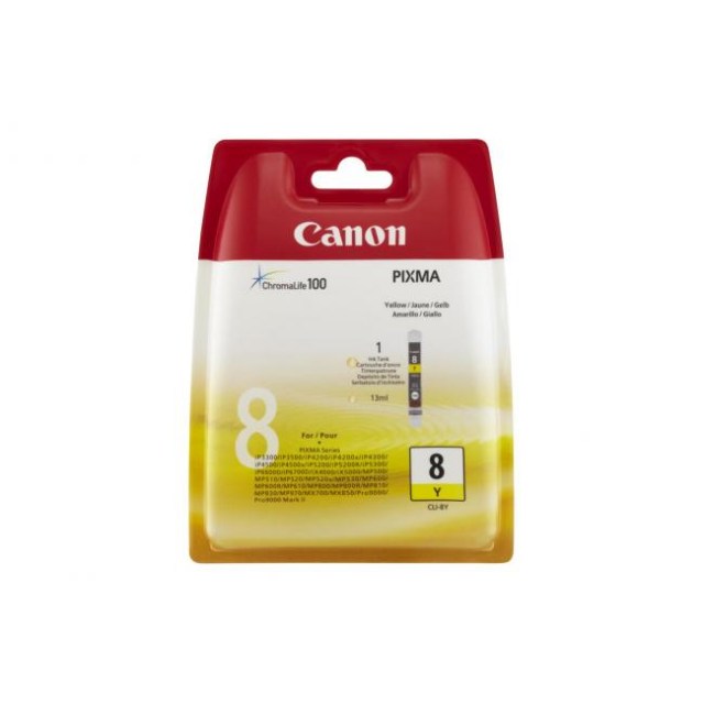 Atramentová náplň Canon CLI-8Y pre Pixma iP4200/5300/MP500/530/600/610/800 yellow (400 str