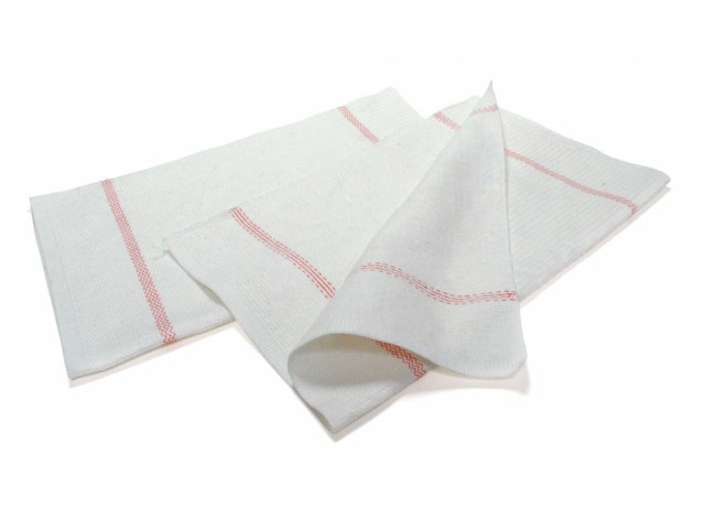 Handra na podlahu netkaná Classic 60 x 70 bavlna, 230 g/m2, biela s červeným pásom_1