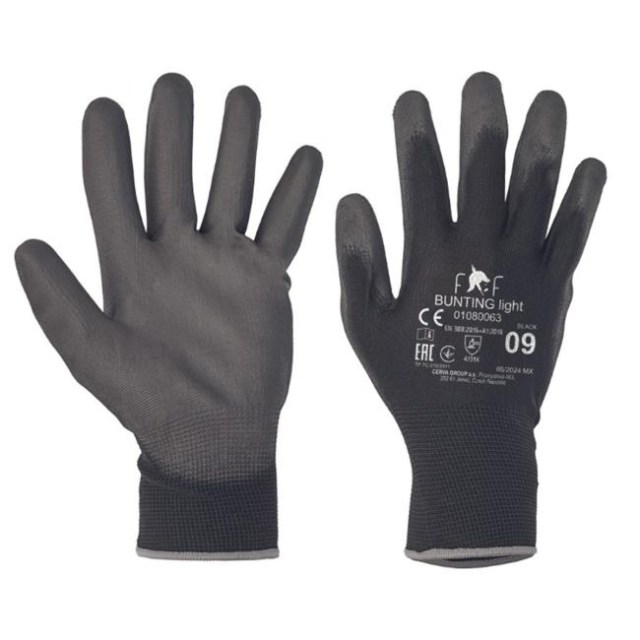 Rukavice pletené FF BUNTING LIGHT HS-04-003, čierne, veľ. 9/L_1