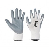 Rukavice nylon/úplet/nitril BABBLER, sivé/biele, veľ. 7/S_1