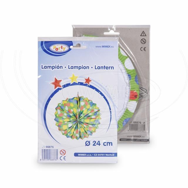 Lampión (PAP) guľa Party zelený O24cm [1 ks] - DOPREDAJ_2