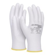 Rukavice pletené, polomáčané DONAU SAFETY PU kat. II biele veľ. 8_1