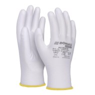 Rukavice pletené, polomáčané DONAU SAFETY PU kat. II biele veľ. 10_1