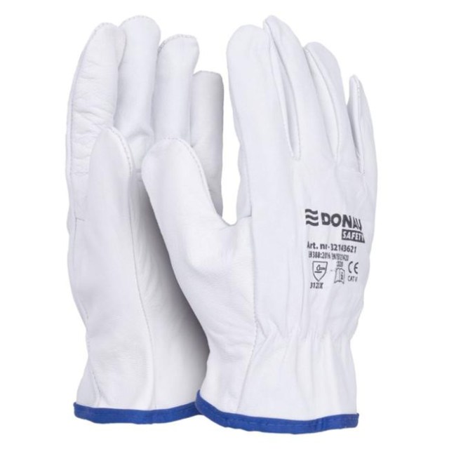 Rukavice pracovné celokoženné DONAU SAFETY biele veľ. 10/XL_1