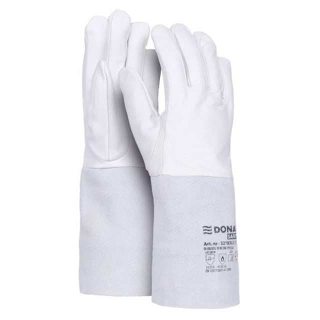 Rukavice ochranné celokoženné DONAU SAFETY zváracie TIG bielo-šedé veľ. 10/XL_1
