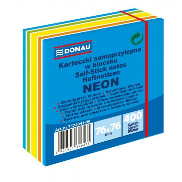 Bloček Donau 76x76mm 400l neónová modrá_1
