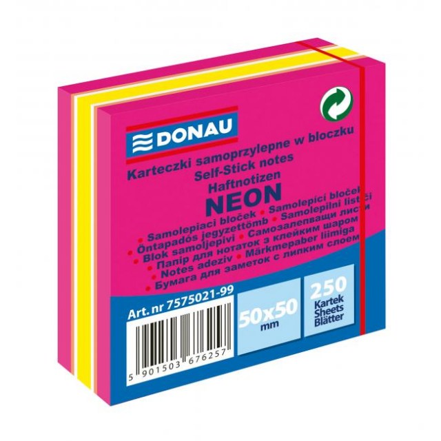 Bloček Donau neónový 50x50mm 250l ružový_1